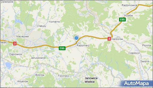 mapa Radomierz, Radomierz gmina Janowice Wielkie na mapie Targeo